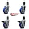 Service Caster 4'' Blue Poly Wheel Swivel 1-5/8'' Expanding Stem Caster Set 2 Brakes, 4PK SCC-EX20S414-PPUB-BLUE-2-PLB-2-158 - alternate 3